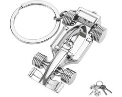 Metaal Sleutelhanger van Formule 1 Racing Auto, Perfect Cadeau voor F1 Fans en Autoliefhebbers, Stijlvolle Sleutelaccessoire in Zilver en Zwart