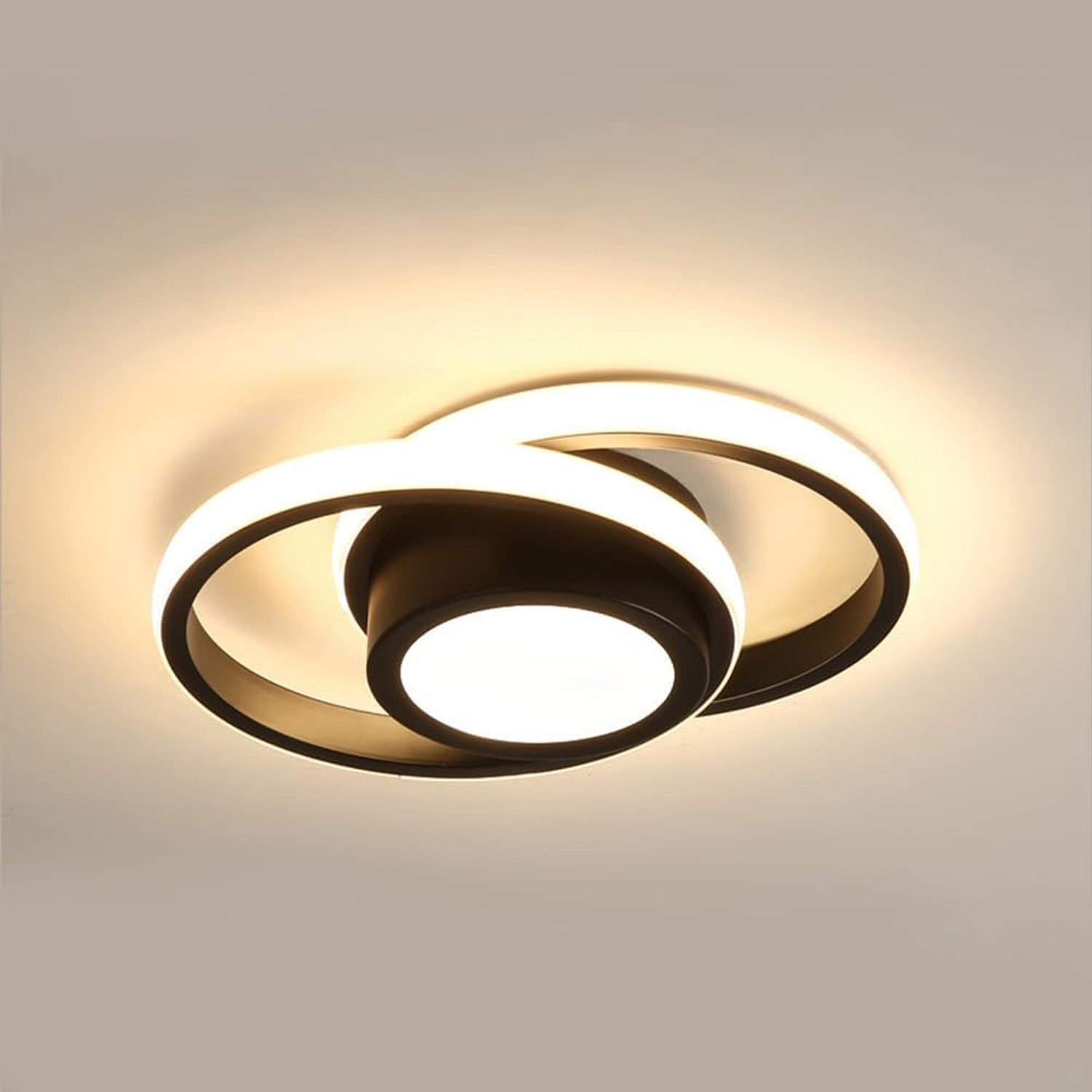 SnelShoppen - Plafonnier LED Modern 32W - Dimbare Acryl Ceiling Lamp - Creatief Ontwerp - Zwart - Perfect voor Keuken, Salon, Slaapkamer en Corridor