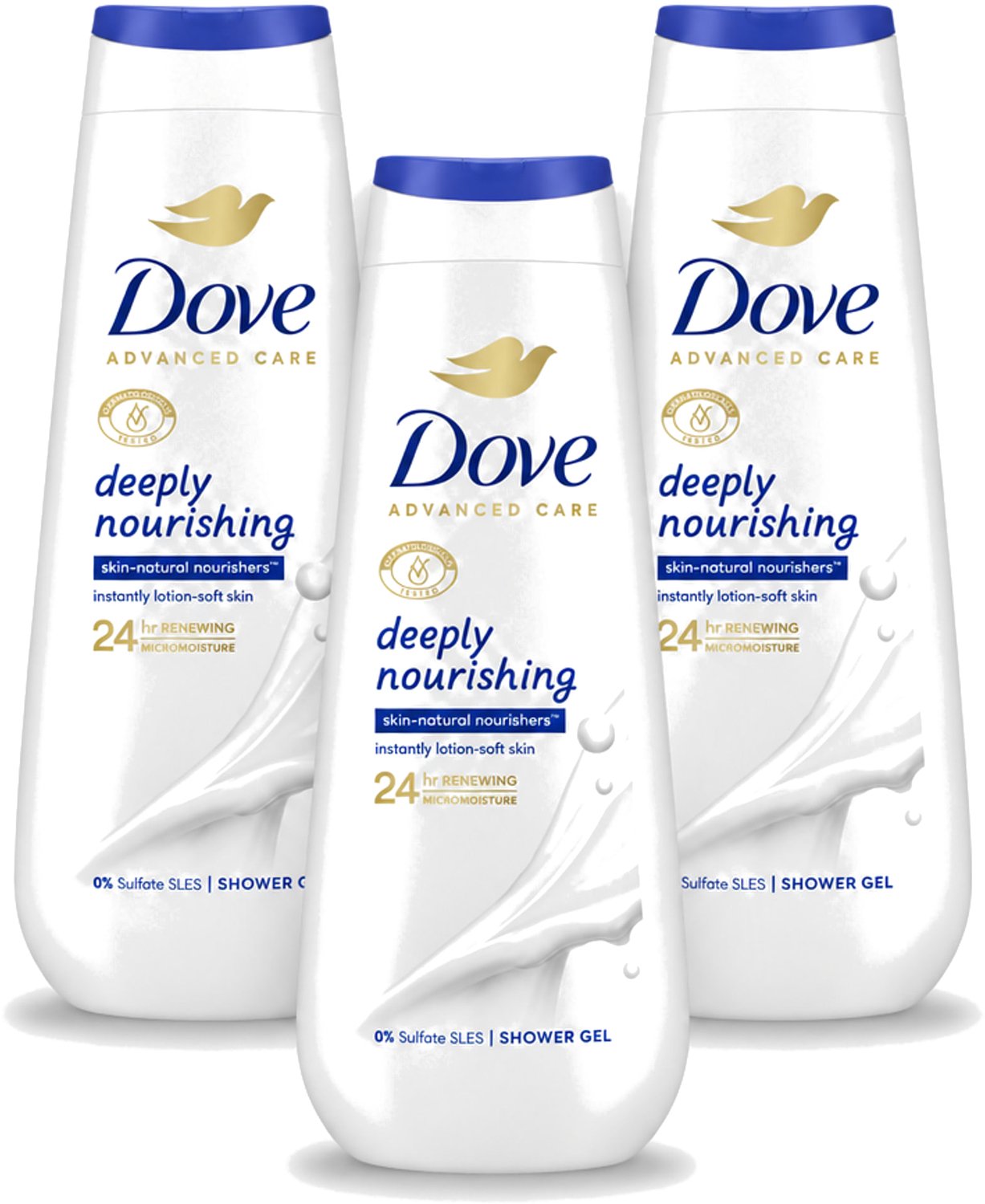 3 x Dove Douchecrème - Deeply Nourishing - 600 ml - Voordeelverpakking - 3 stuks