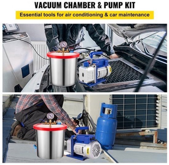 Vacuümpomp Eentraps - 3 CFM Pompsnelheid - 1/4 PK Vermogen - 3 Gallon Inhoud - Aluminiumlegering - Voor Airconditioning Onderhoud — afbeelding 5