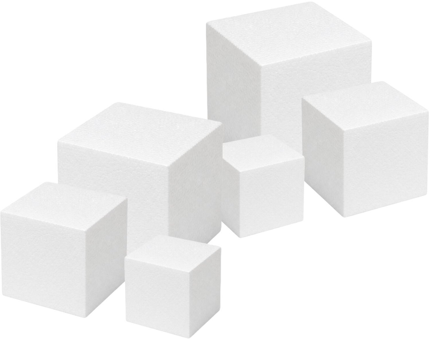 Piepschuim vormen kubus - 6x - 10-15-20 cm - styropor hobby / DIY vorm - basis knutselfiguren