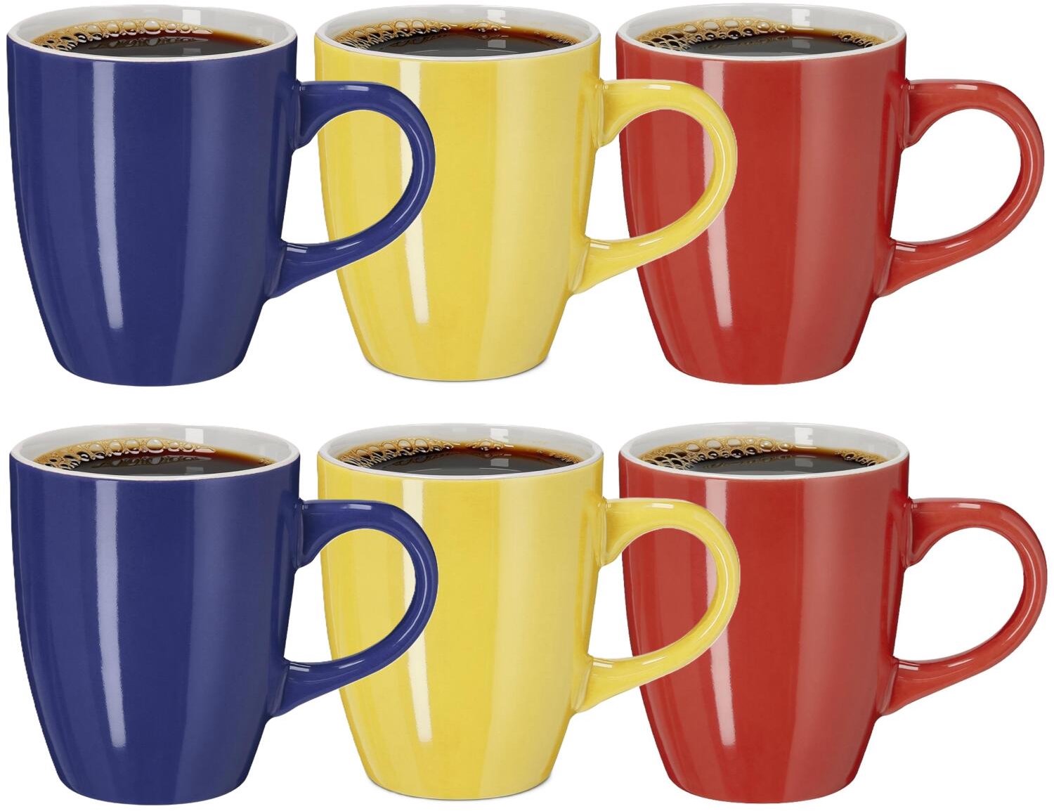 Bellatio Design Koffiekopjes Sunny Glaze - 6x stuks - Keramiek - multi kleuren - 350 ml - 10 cm