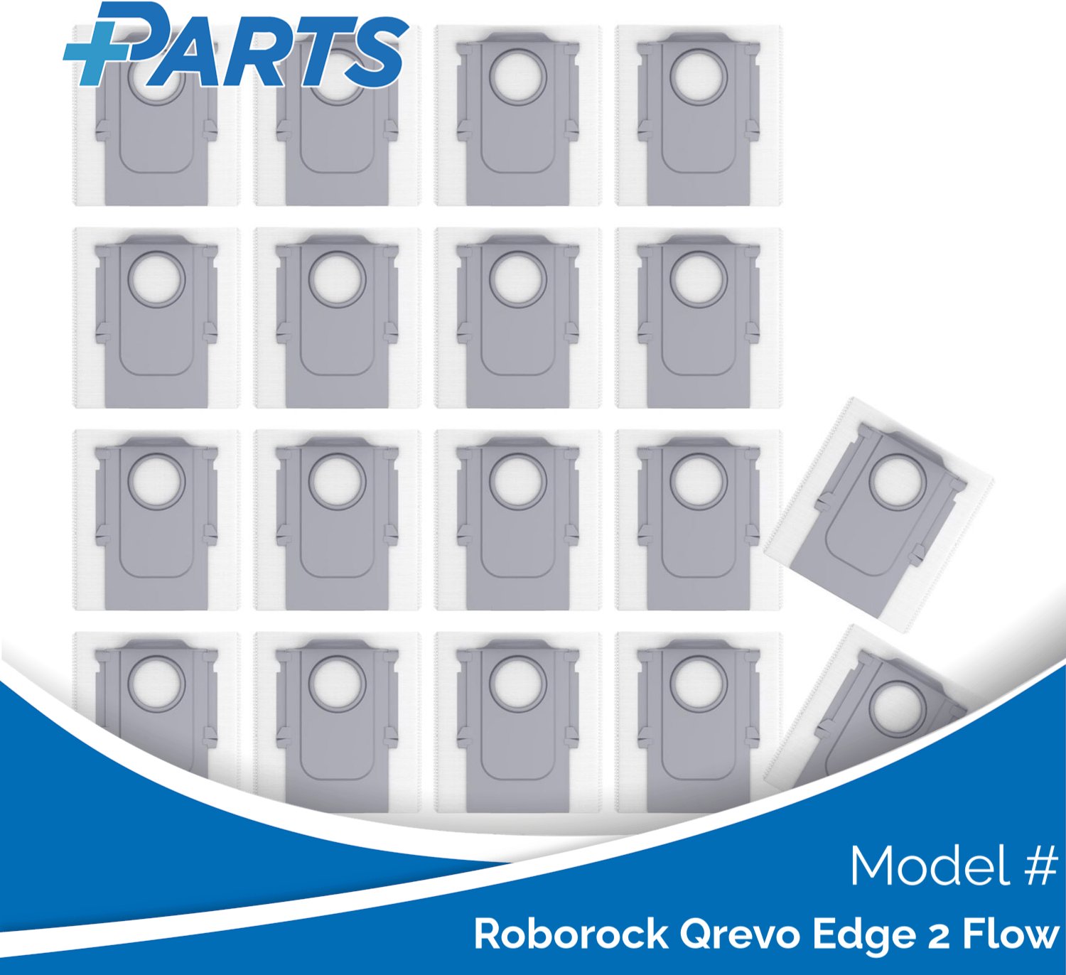 Plus.Parts Roborock Qrevo Edge 2 Flow Stofzakken (18 Stuks, Plus.Parts® alternatief voor 8.02.0239) Overig