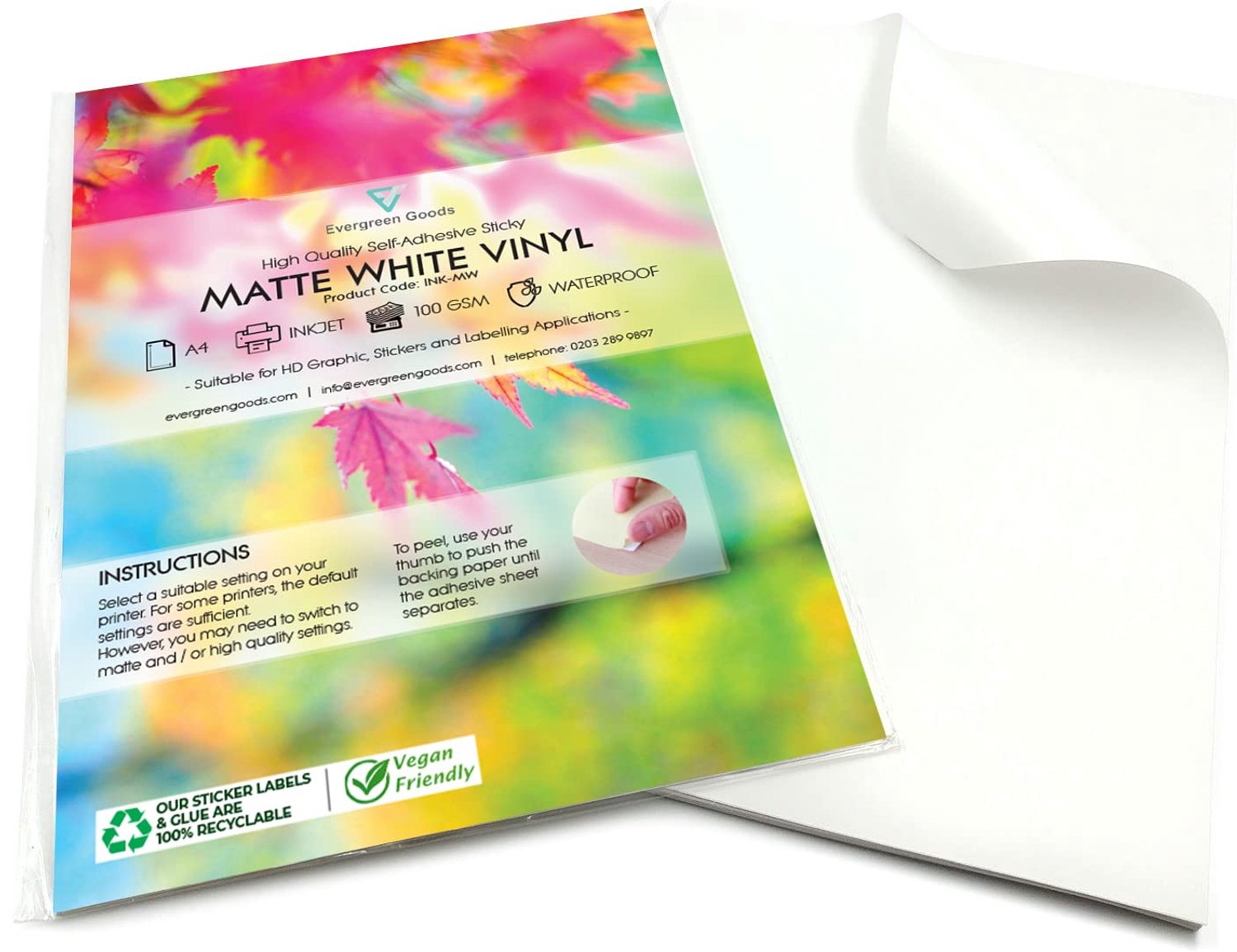 A4 Matte Witte Printable Vinyl Sticker Papier