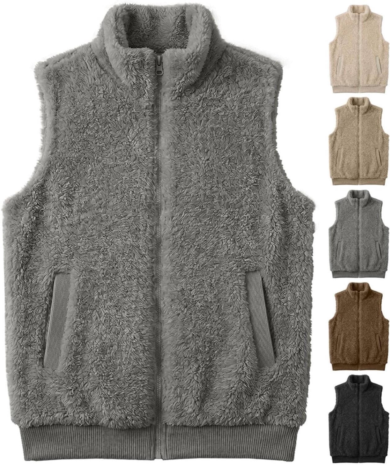 Teddy fleece vest met staande kraag