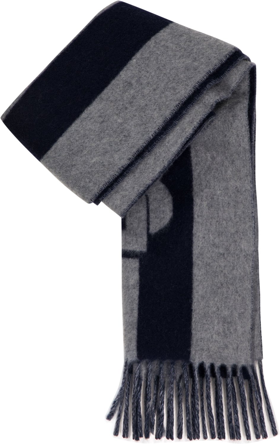 BOSS Naster sjaal wol - heren sjaal gewoven - blauw