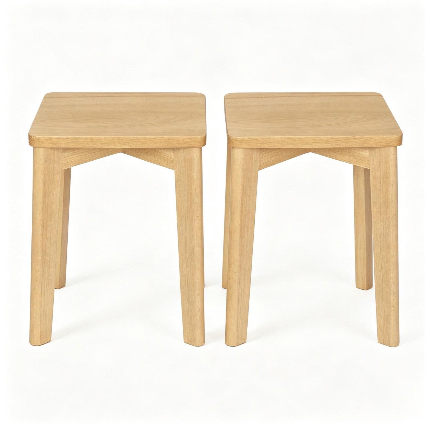 STILVORA Eetkamerstoel 31 x 31 x 44,5 Cm - Stapelbare Vierkante Houten Hocker Set Van 2 - Voor Eetkamer En Kleine Ruimtes - Naturel Hout Natuurlijk hout