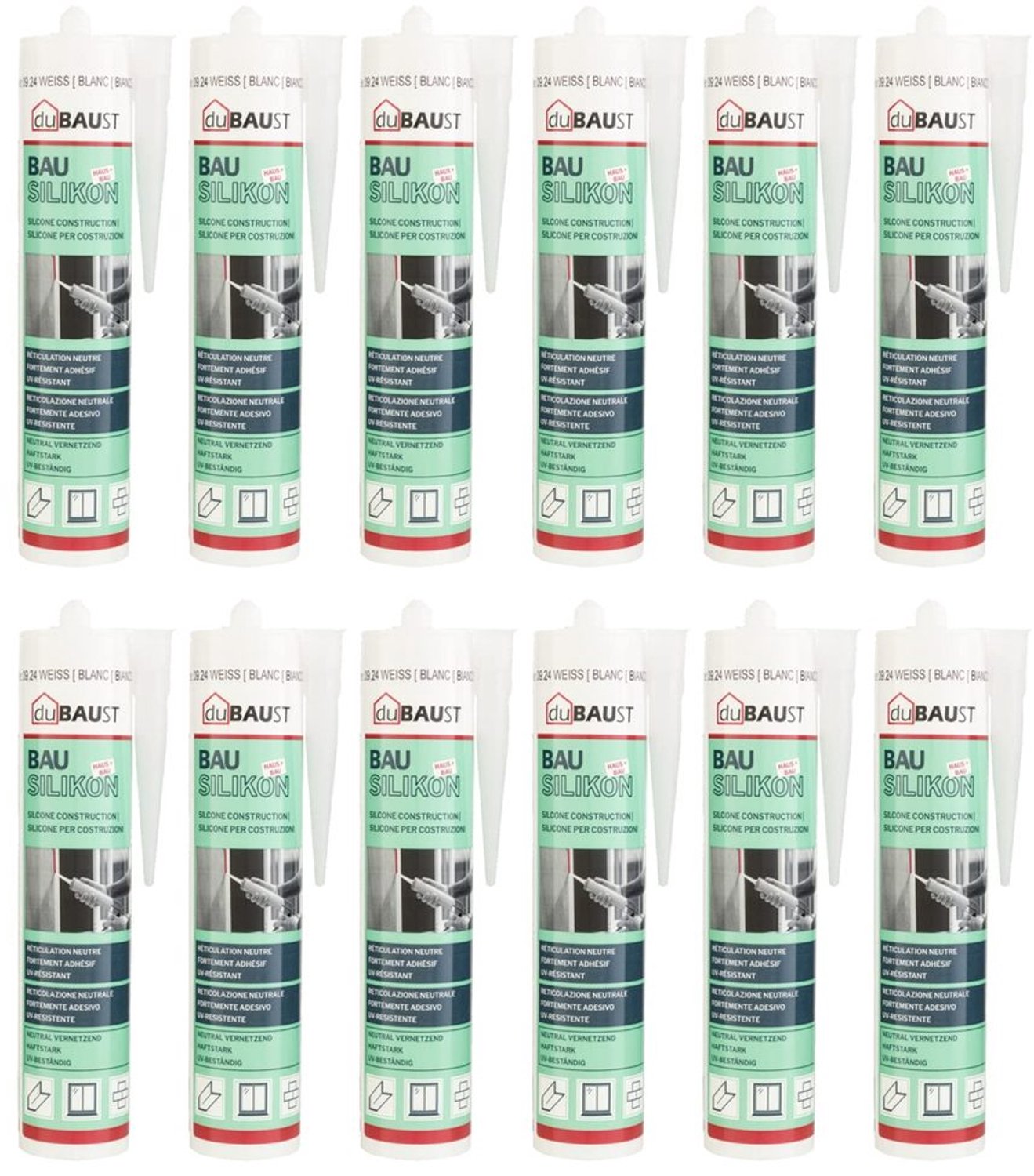 Set van 12 Bouwsiliconen voor Binnen- en Buitengebruik 310 ml