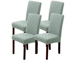 Lansheng Stretch Eetstoelhoezen - Set van 4 - Wasbaar - Saliegroen