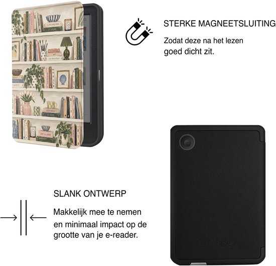 Lunso Geschikt voor Kobo Clara BW / Clara Colour hoesje (6 inch) - Vegan Saffiano Leren Sleep Cover - Libris — afbeelding 2