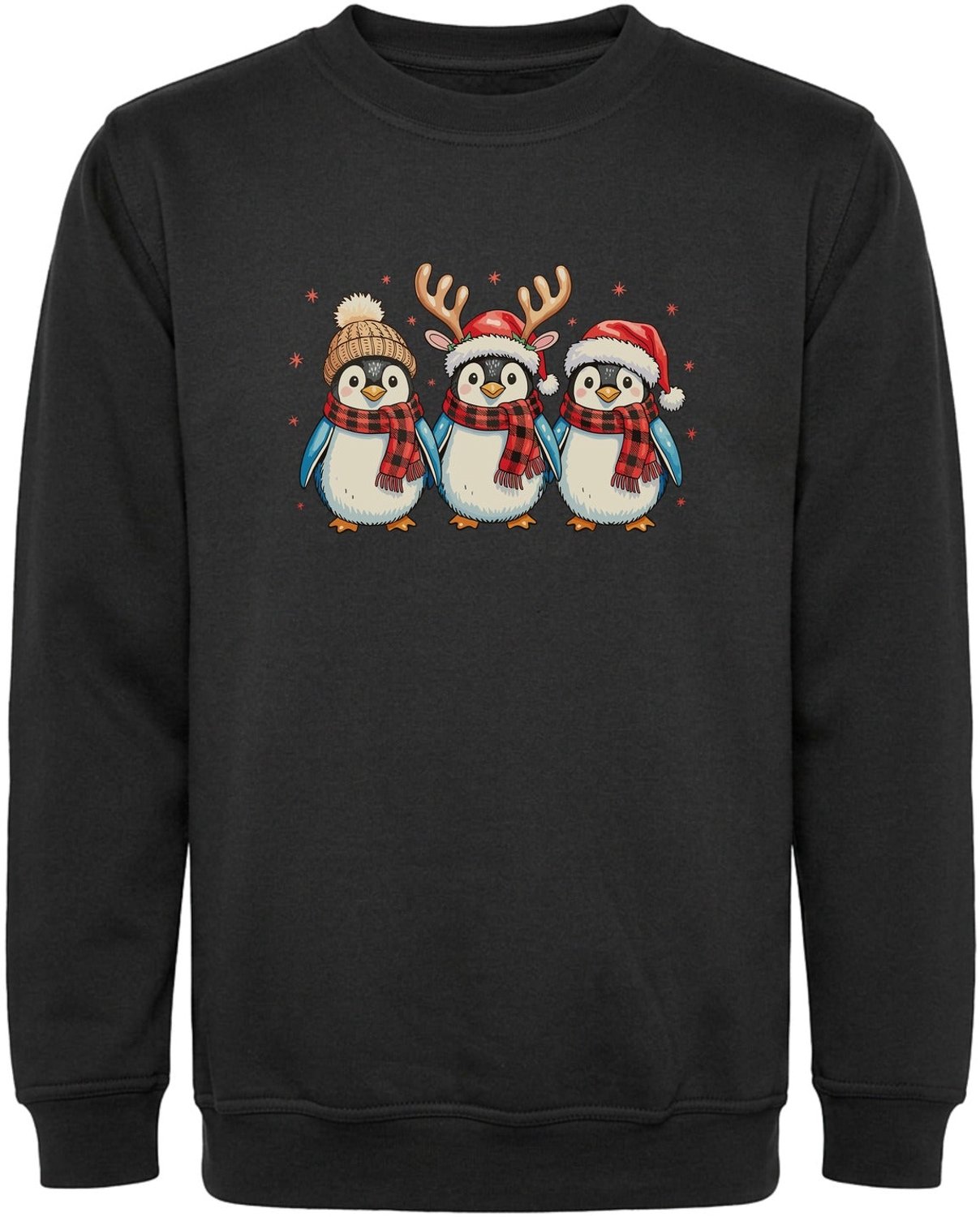 Kerst Pinguïns Kersttrui Kinderen - Jongens Meisjes - Drie Pinguïns met Mutsen - Kerst Cadeau - Foute Kersttrui Kind - Maat 122/128 (7-8 jaar)