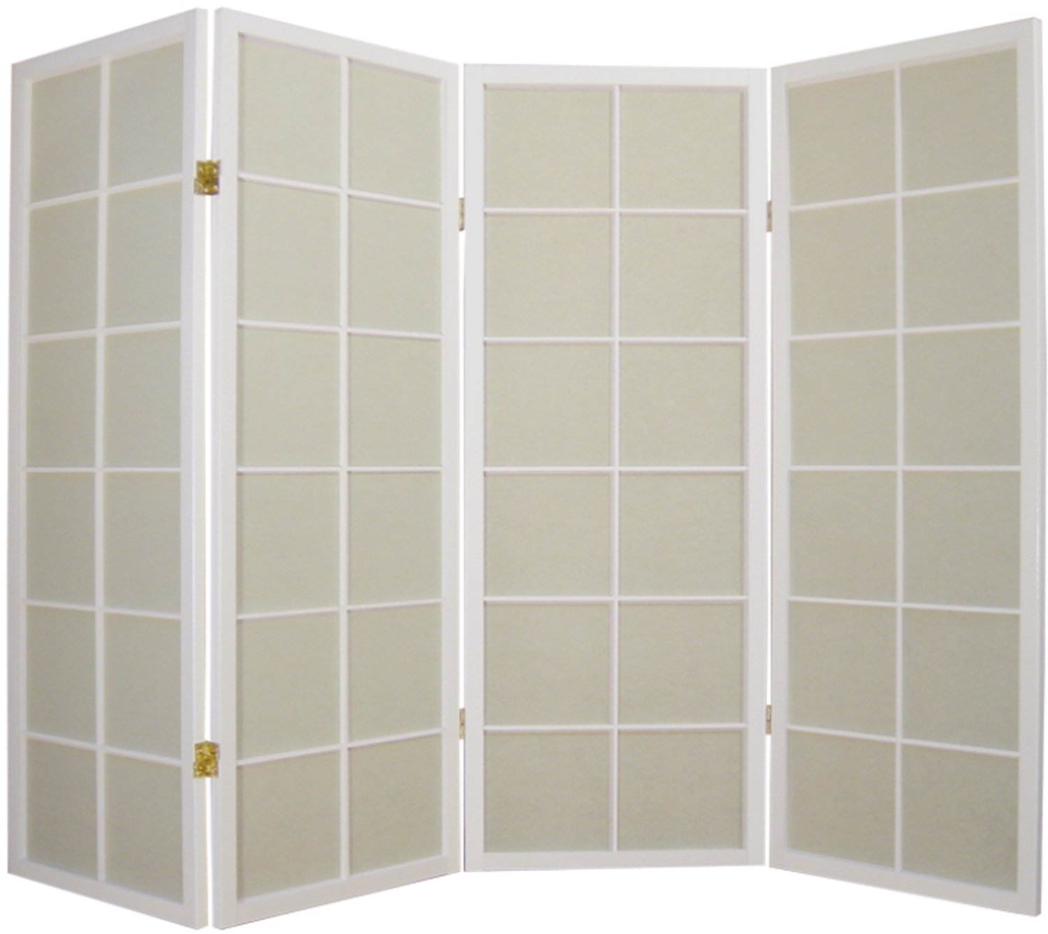 Fine Asianliving Japanse Kamerscherm B180xH130cm 4 Panelen Shoji Rijstpapier Wit