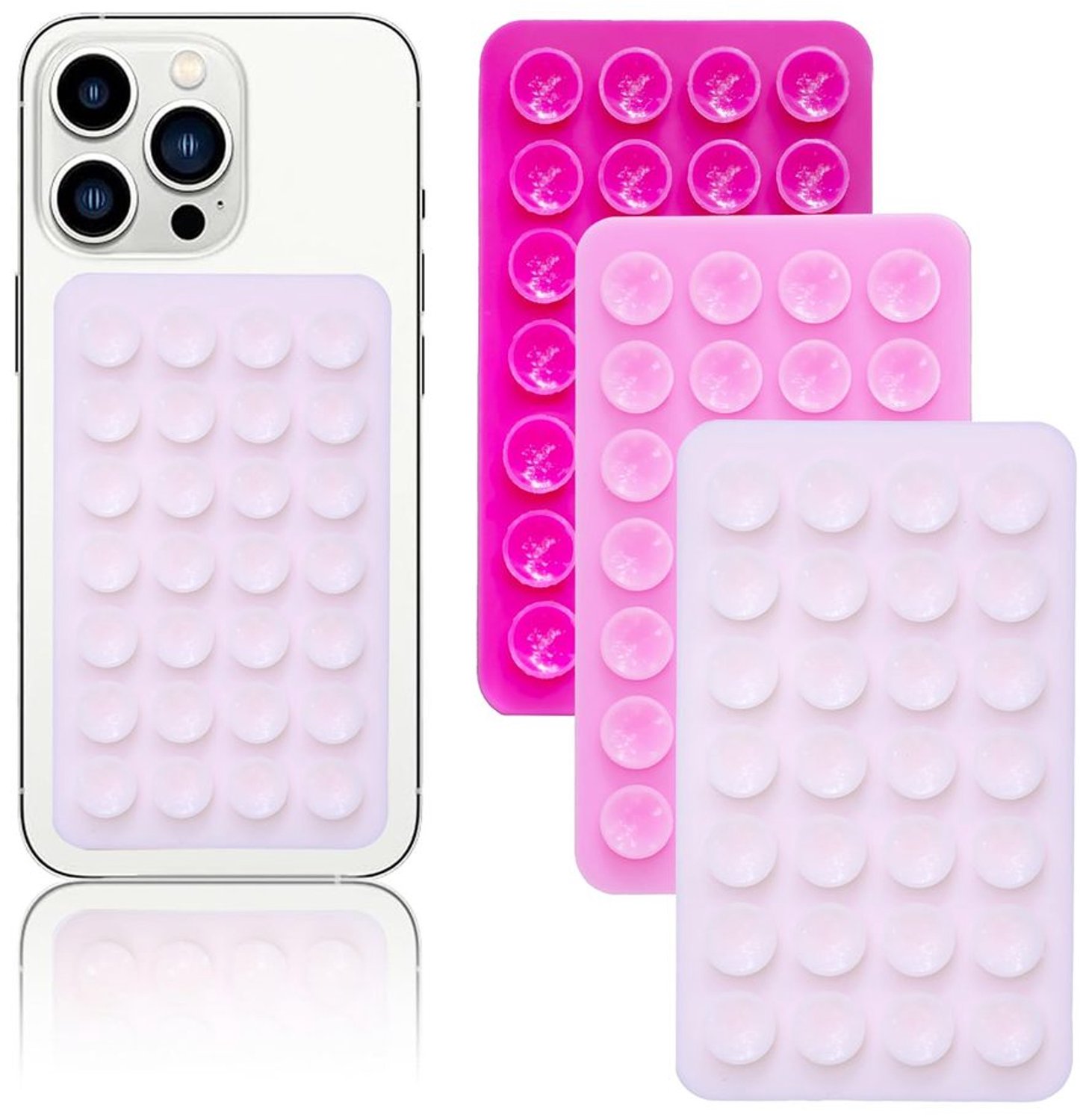 Set van 3 Siliconen Telefoon Suction Cups voor Handsfree Gebruik