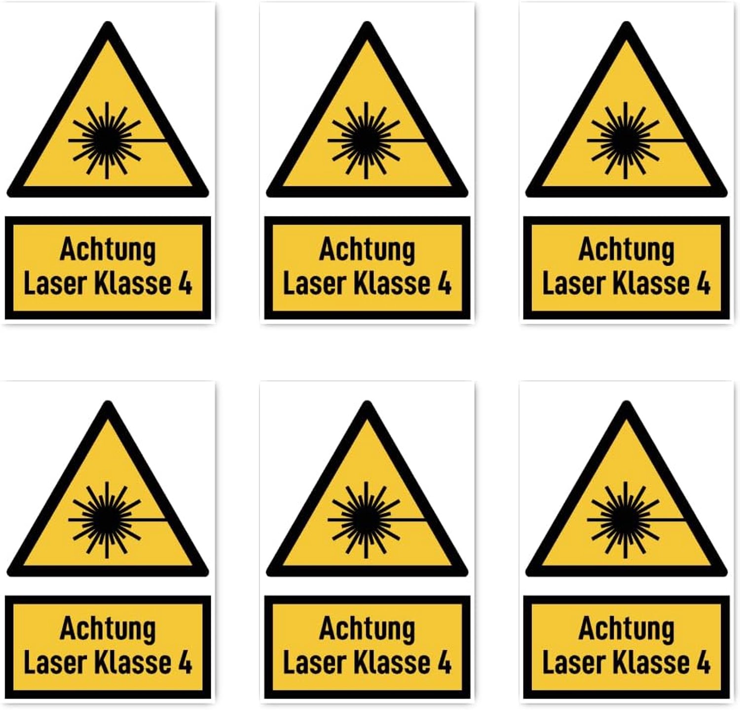 Sticker 75x50 mm - 6 stuks - Waarschuwingsteken (Duits) - Waterdicht en UV-bestendig - m-winkel
