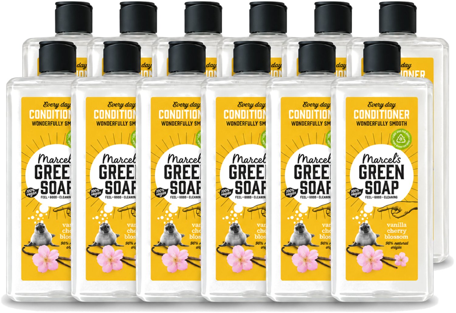 12 x Marcel’s Green Soap – Conditioner – Vanilla & Cherry Blossom – 300 ml - Voordeelverpakking - 12 stuks