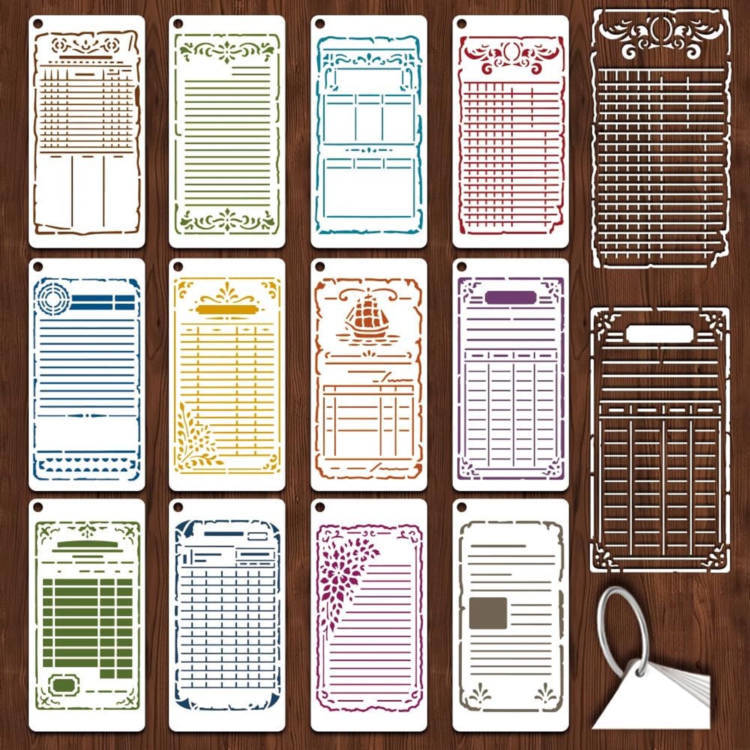rekenrastersjabloon 12 vellen - herbruikbaar PET - retro vintage design - ServiceTopper