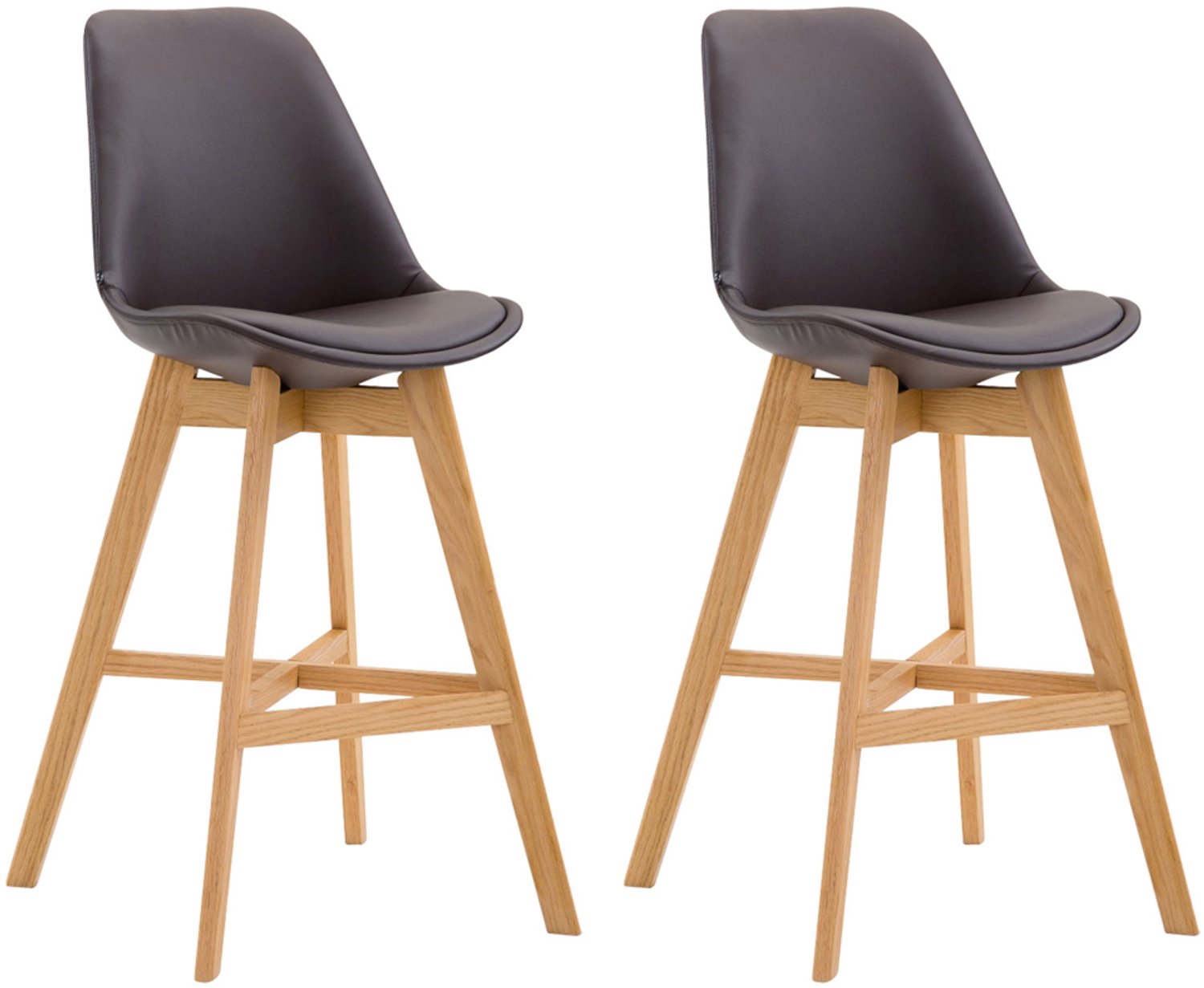 Luxe Comfort Barkruk - Set van 2 - Zithoogte 76 cm - Kunstleer - Bruin bruin natura