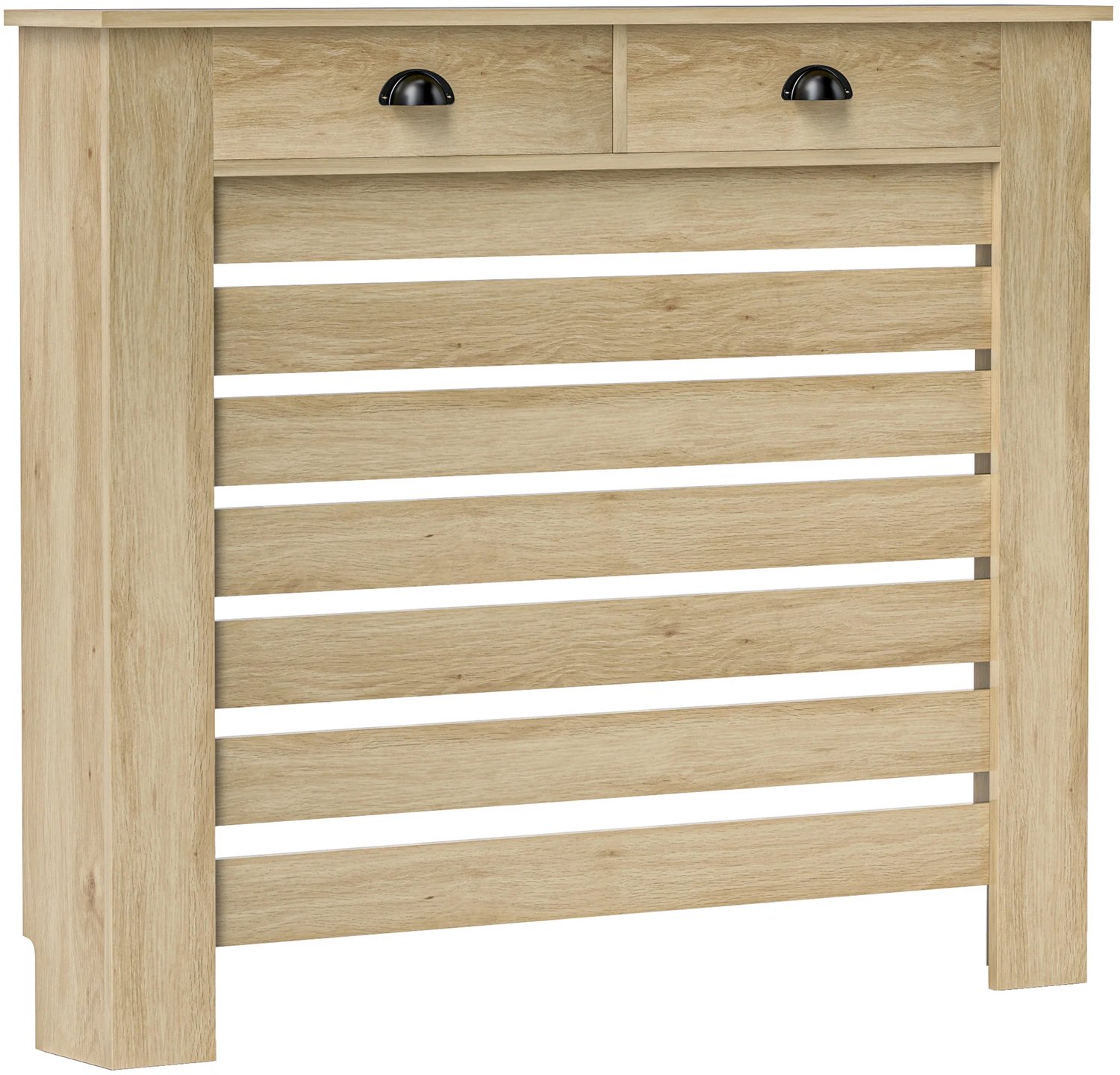 Bergson Radiatorombouw 111x19x95,5 cm – Radiatorkast met 2 Lades – Horizontale Lamellen – Radiatorafdekking – Modern Design