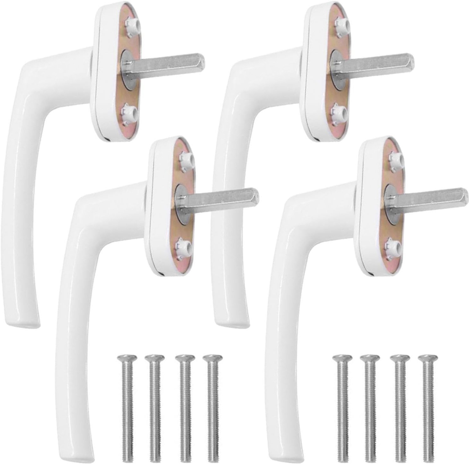 Witte Aluminium Raamhandleset van 4 Stuks zonder Sluitcilinder, Ideaal voor Balkon- en Terrasdeuren, 35 mm Pinlengte
