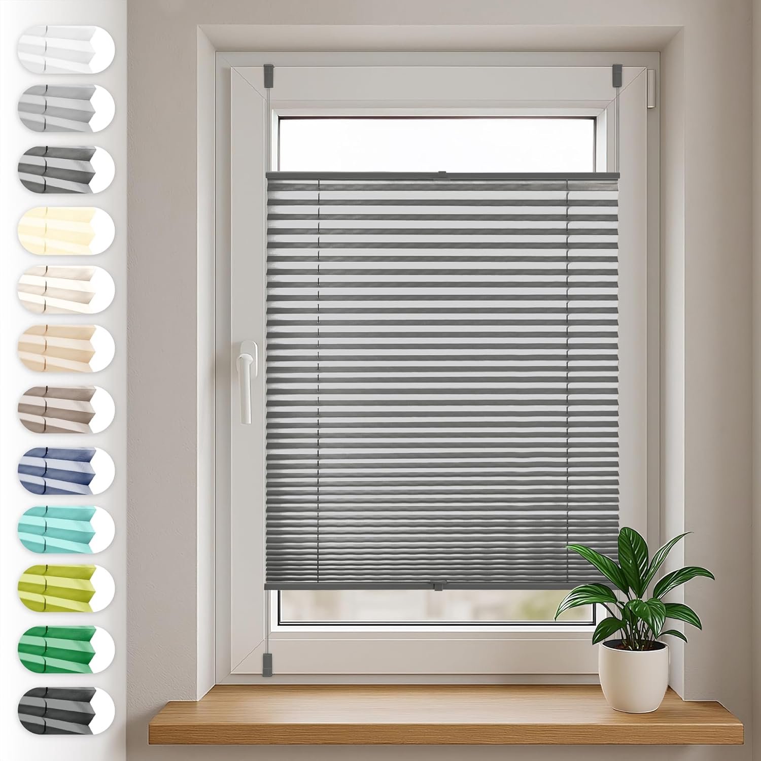 Zonder Boren 45x220 cm Plissé Klemmfix Antraciet
