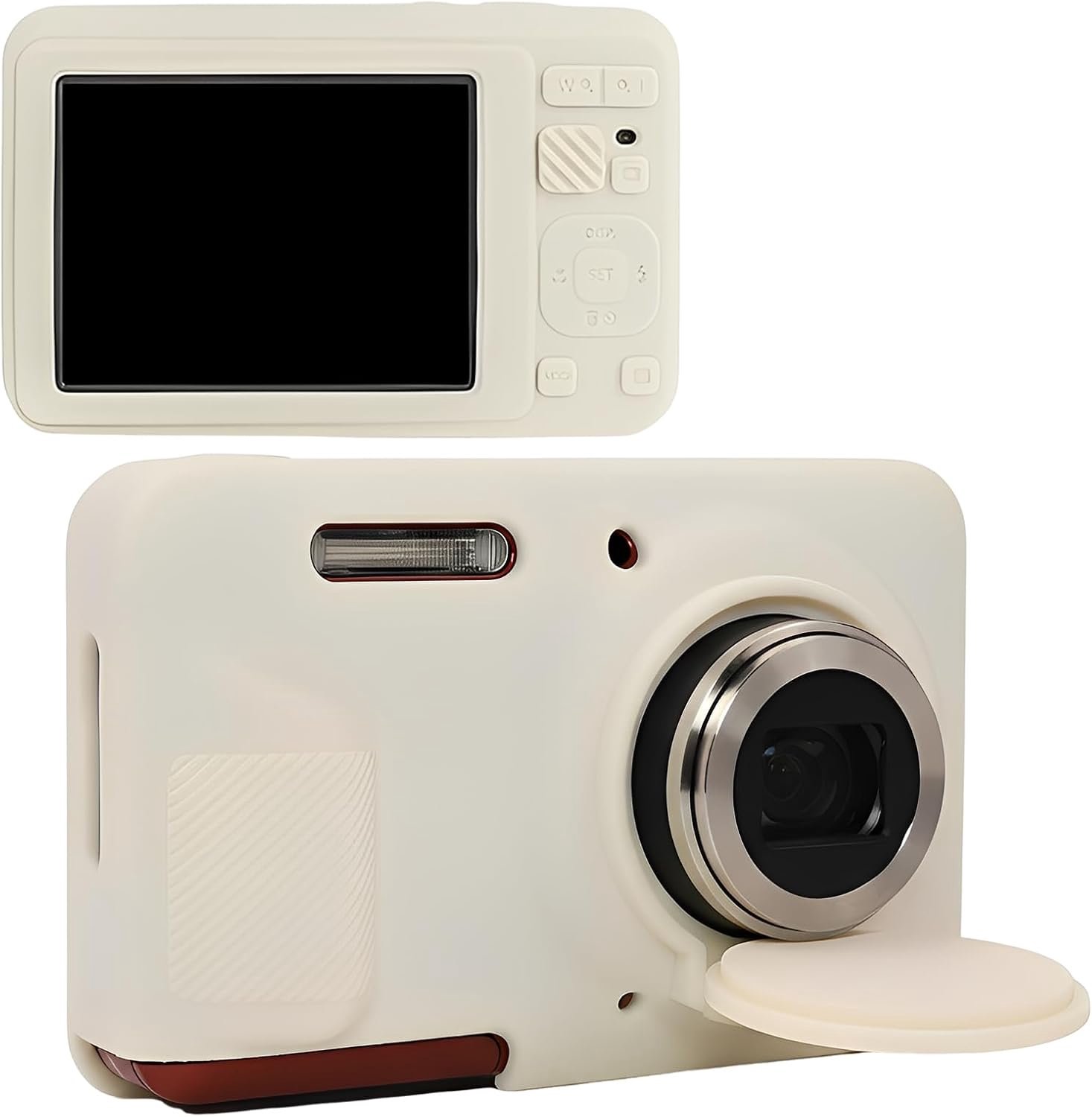 Cameratas compatibel met Kodak PIXPRO FZ55 digitale camera, aangepaste pasvorm zachte siliconen hoes met verwijderbare lenshoes, compacte draagtas, Grijs Wit, 4×3×2 inch