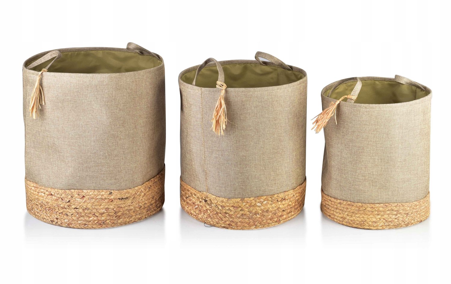 Set van 3 Boho Raffia Decoratieve Manden Beige Mondex