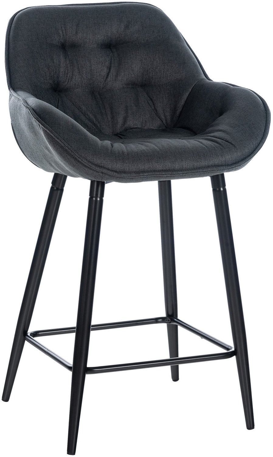 Luxe Comfort Barkruk - Zithoogte 67 cm - Met armleuningen - Stof - Donkergrijs