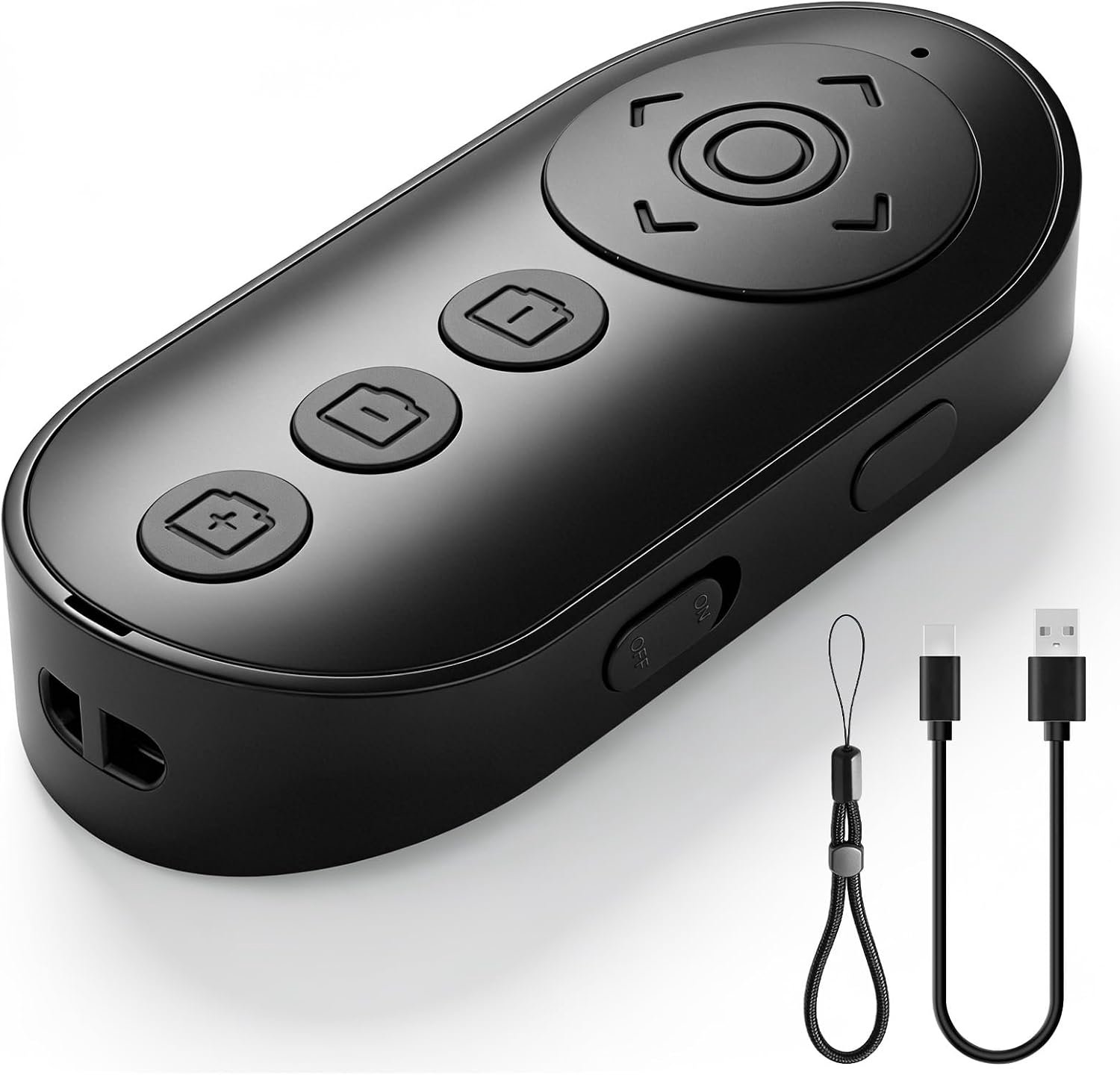 Afstandsbediening voor camera: zwarte bluetooth-afstandsbediening, maakt draadloze afstandsbediening voor het bedienen van foto's en video's mogelijk