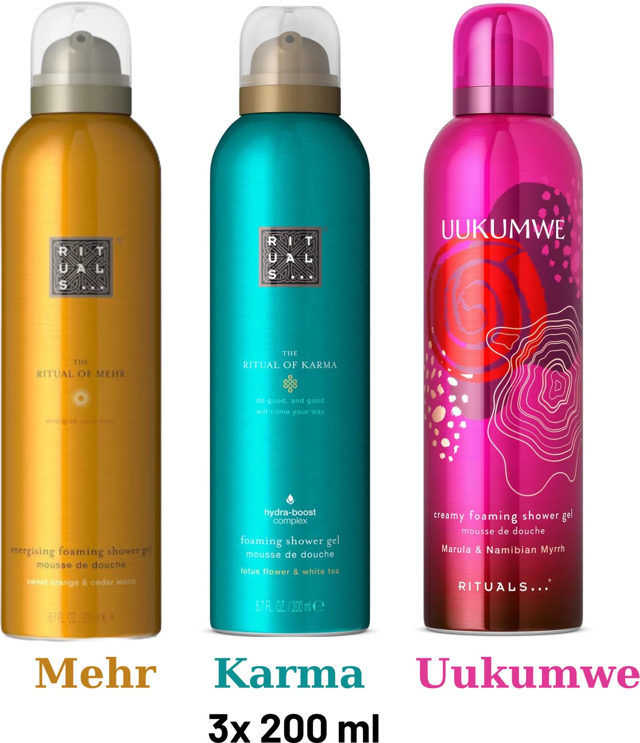 Rituals - Shower Gel Value Pack - Uukumwe 200 ml + Mehr 200 ml + Karma 200 ml - Douchegel - Shower Foam