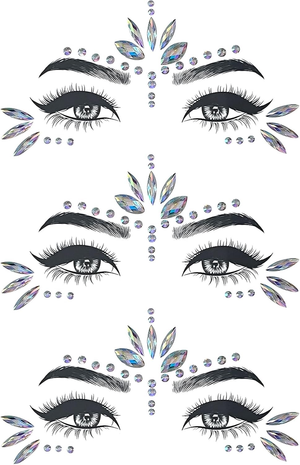 Tijdelijke tatoeages, glittersteentjes, strass, gezichtssieraden, voor muziekcarnaval, feest, verjaardag, make-up, vrijgezellenfeesten, deze word je de ster van het feest