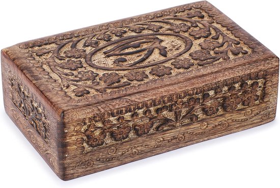 Kistje van hout, decoratief, handgesneden souvenirkistje met het oog van Horus, multifunctioneel bewaarkistje voor sieraden, snuisterijen, horloges e.d., geweldig cadeau — afbeelding 5