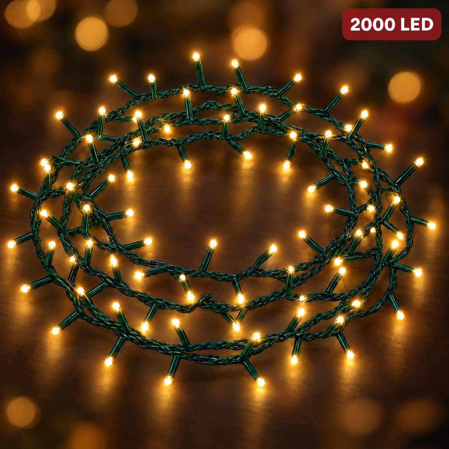 Cheqo® Kerstboomverlichting 2000 LED - 45 Meter - Warm Wit - Kerstverlichting - Kerstlampjes - Groen Snoer - Lichtsnoer - LED Verlichting voor Binnen en Buiten - Sfeerverlichting - Feestverlichting - Lichtslinger - Dimbaar met Timer - IP44
