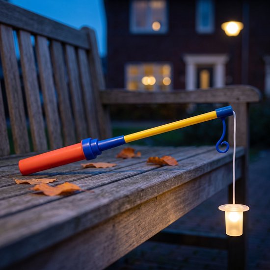 Cheqo® Lampionstokje 50 cm met LED Lichtje - Sint Maarten - Lampion Lampje - 11 November - Lantaarnstok - voor Kinderen - Warm Wit - Halloween - Kinderfeestje - Inclusief Batterijen — afbeelding 2