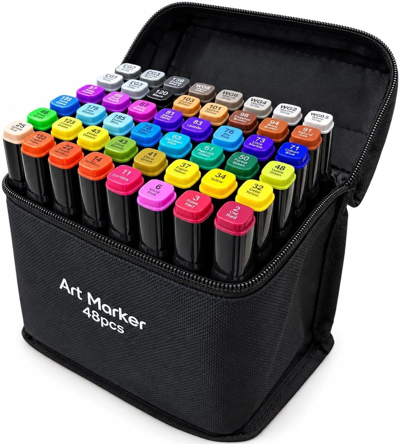 Kunstmarkers Set - Multicolor - 48 Kleuren - Alcohol Markers met Dubbele Punt - Voor Kunstenaars en Studenten