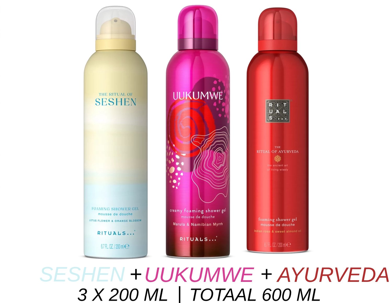 Rituals - Shower Gel Value Set - Seshen + Uukumwe + Ayurveda - 3 x Shower Gel 200 ml = 600 ml - Douchegel - Doucheschuim