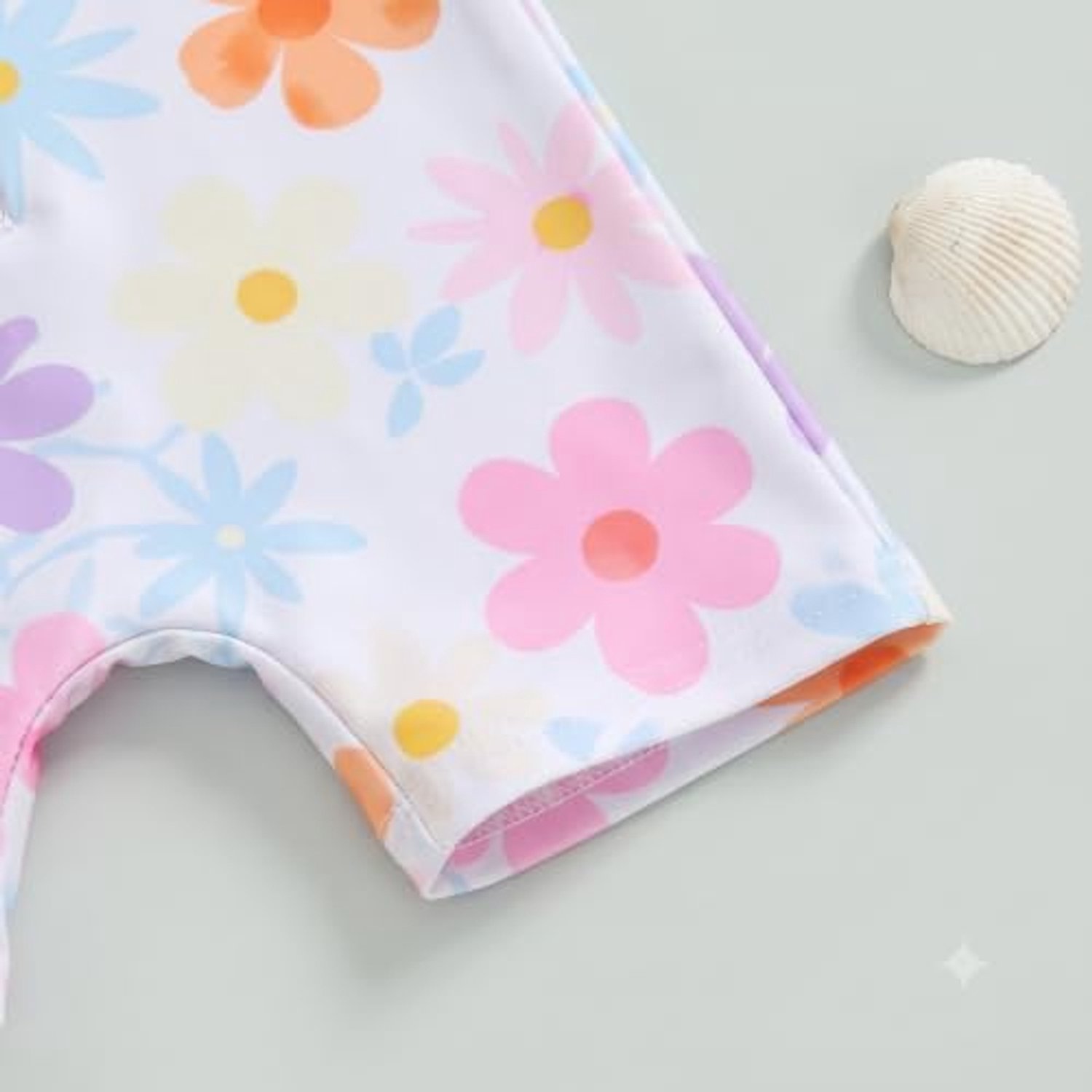 Babybadpak voor meisjes, met zonnehoed, lange mouwen, UV-bescherming, kleding, UPF 50+, eendelig zwempak, peuters, 0-3 jaar, voor zwemmen, zwembad en watersport