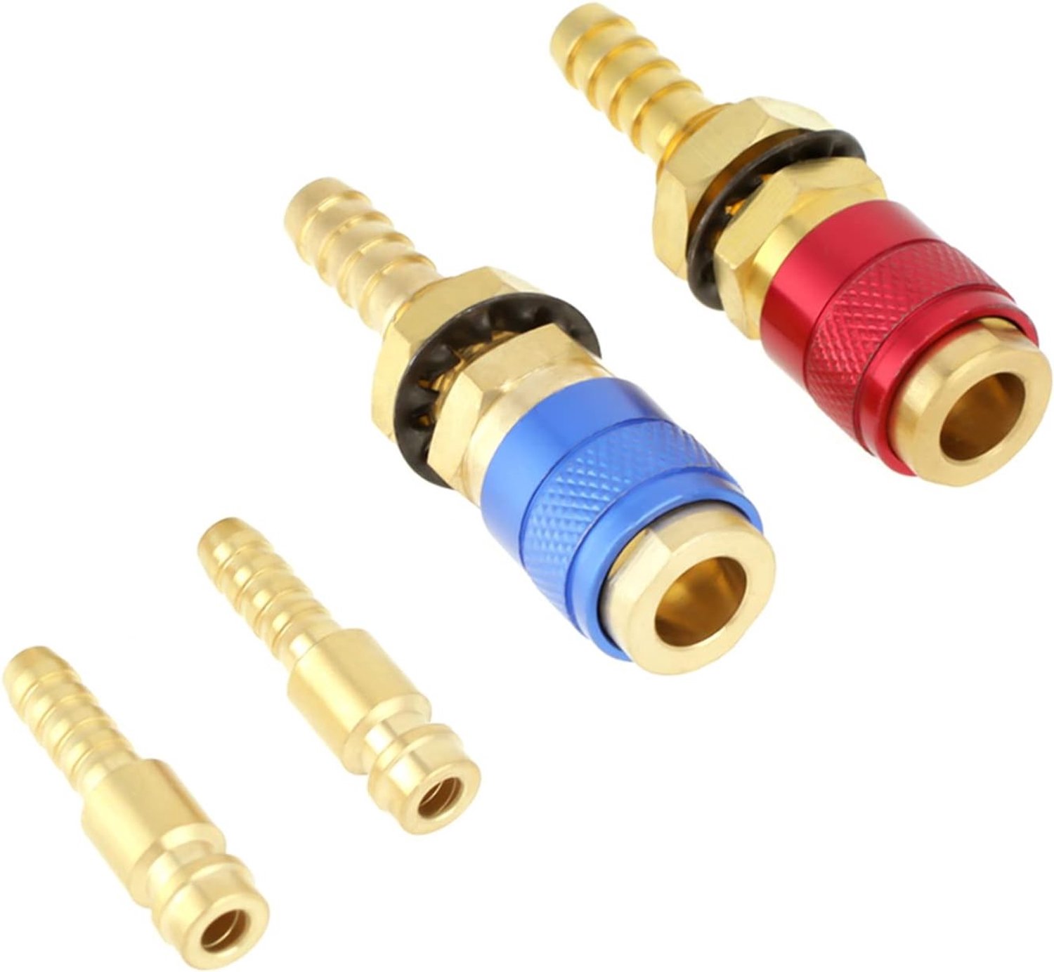 Watergekoelde adapter set voor TIG brander, 8mm messing gas, snelle koppeling en slangkoppeling, ideaal voor lassen en koeltoepassingen