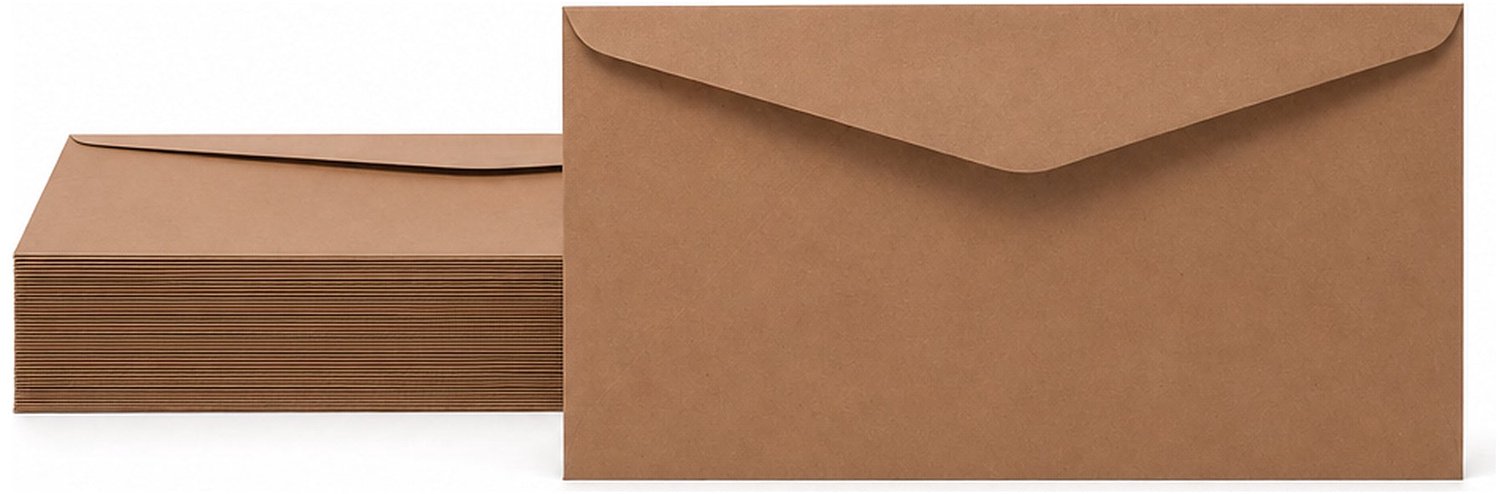 Enveloppen Kraftbruin 11x22 cm - 100 stuks - 120 gram - Kraft Enveloppen DL - Wenskaart Envelop