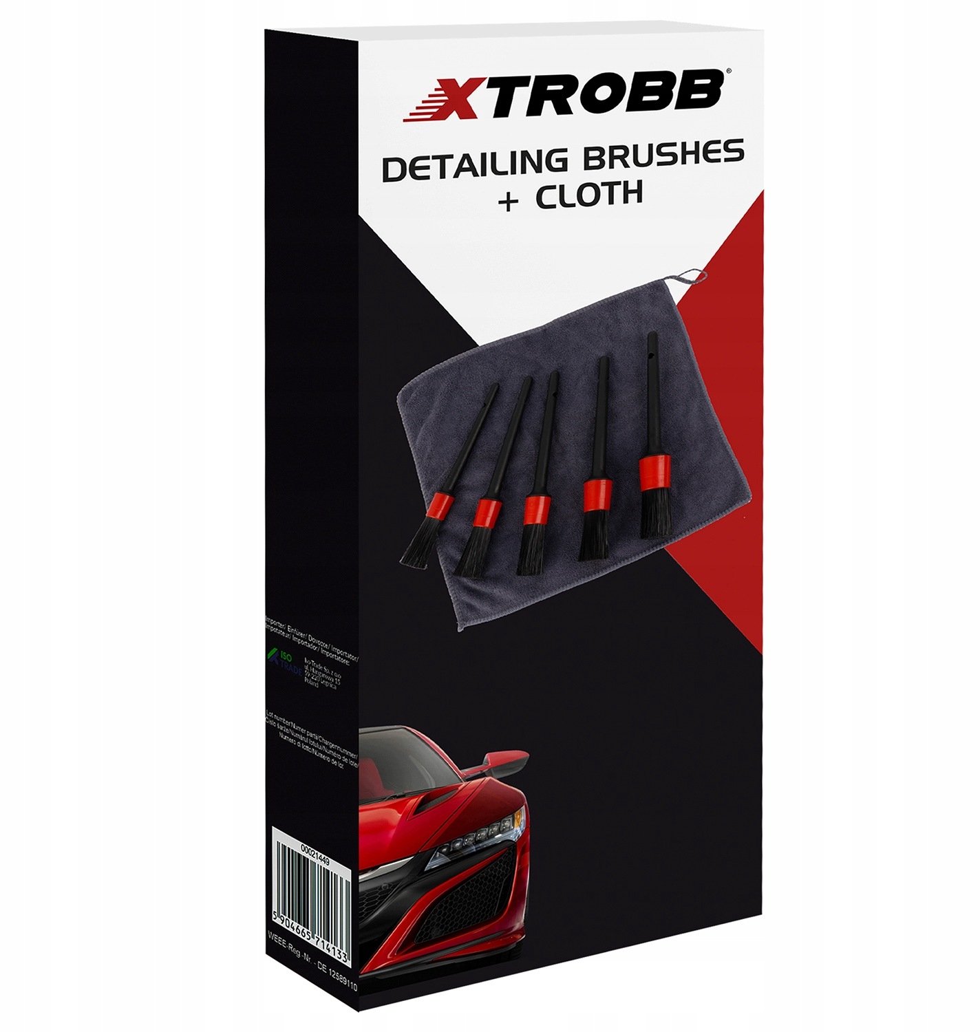 Merkloos Detailing Penseel Set met Microvezeldoek - 5 Stuks