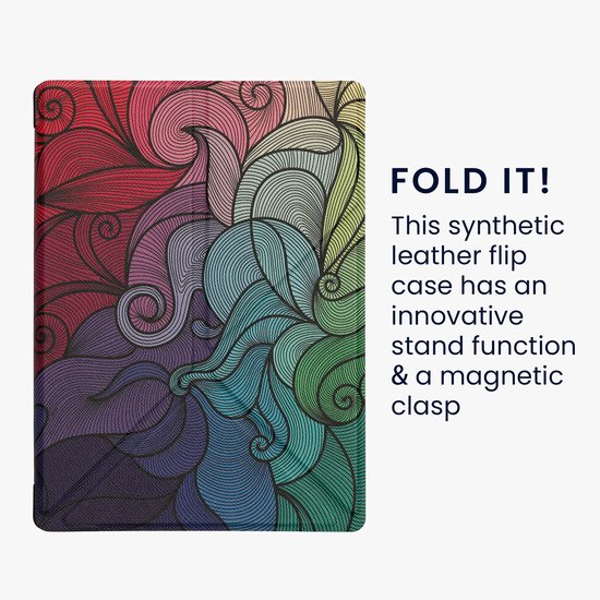 kwmobile e-reader hoesje geschikt voor Kobo Aura H2O Edition 1 hoes - Ereader flip case met standaard - E reader cover van kunstleer - In roze / blauw / groen — afbeelding 4