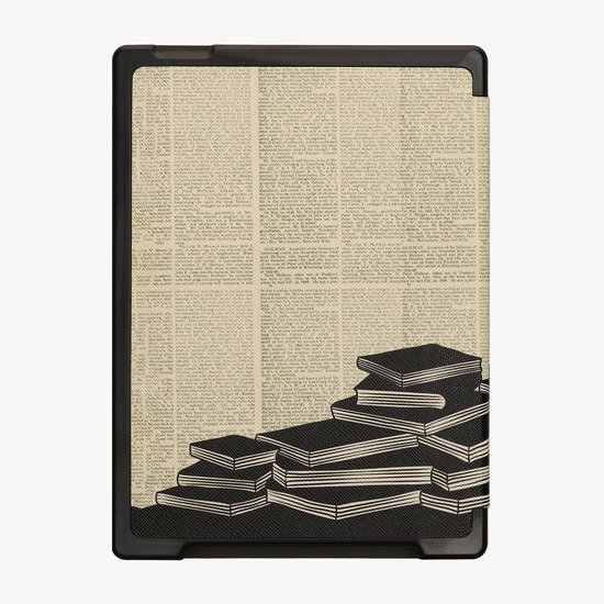 kwmobile e-reader hoesje geschikt voor Kobo Aura H2O Edition 1 hoes - Ereader flip case met standaard - E reader cover van kunstleer - In zwart / beige — afbeelding 3