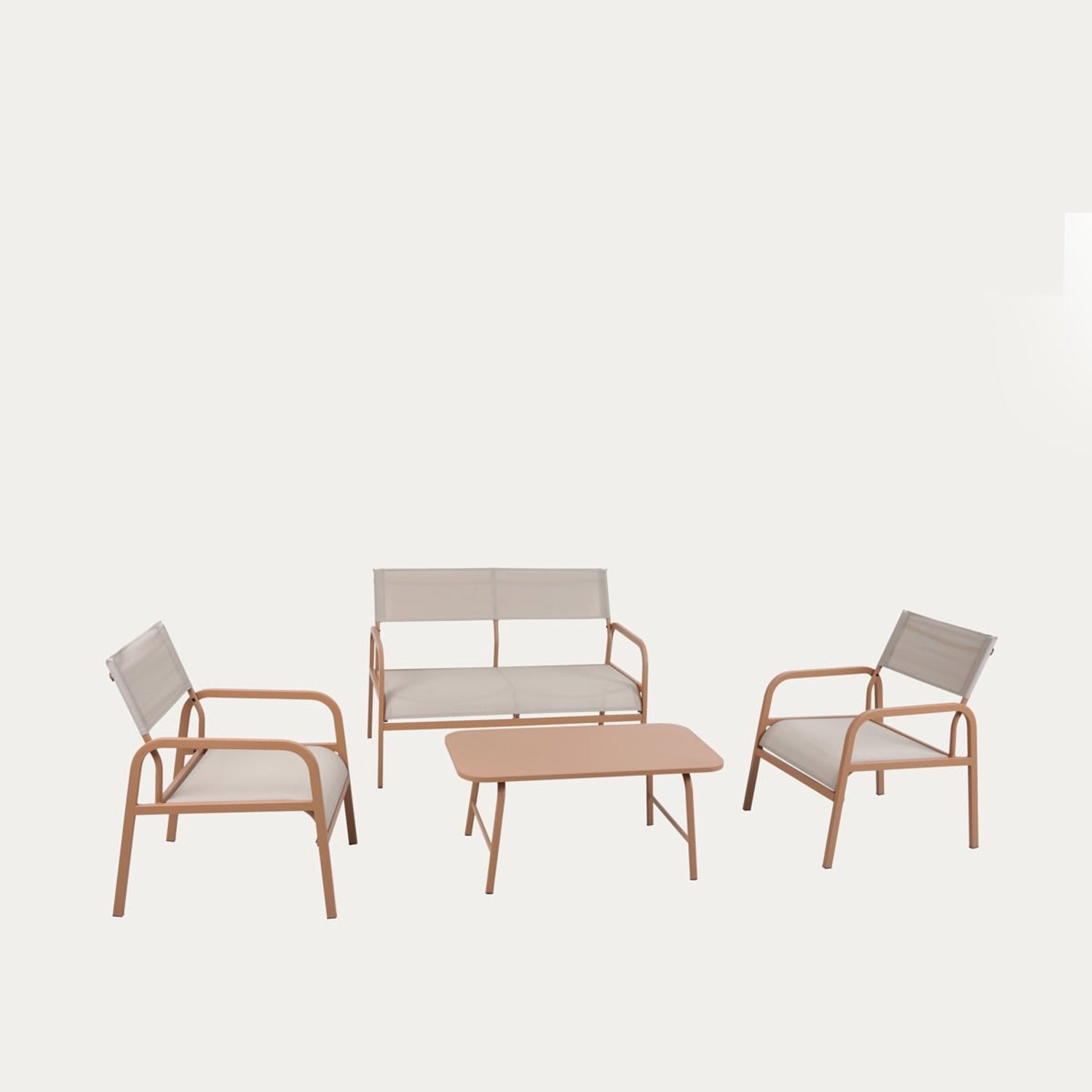 HOMLA | Tuinmeubelset | CALMORA | bruin met beige kussens | 118.5 x 70.5 x 83 cm | 005939