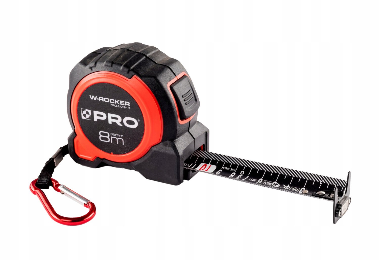 Pro Rolmaat 8m 32mm W-Rocker met Magneet en Karabijnhaak