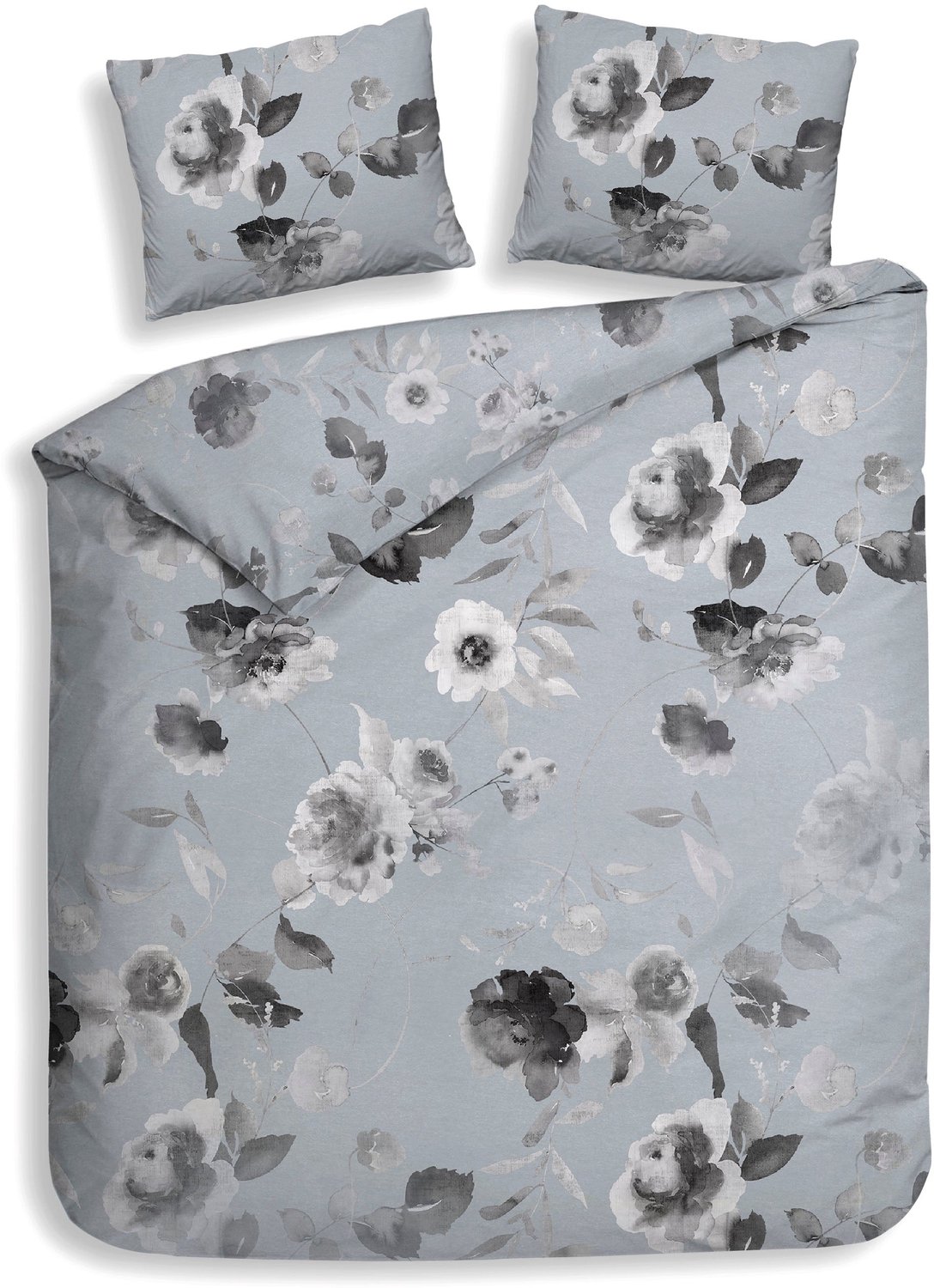 Heckettlane Dekbedovertrek Mira - Mist Grey - Dekbedovertrek van 100% Katoen-Satijn - Dekbedovertrek 260x200-220 cm - Lits-Jumeaux XL - Berlijn Mira Mist Grey