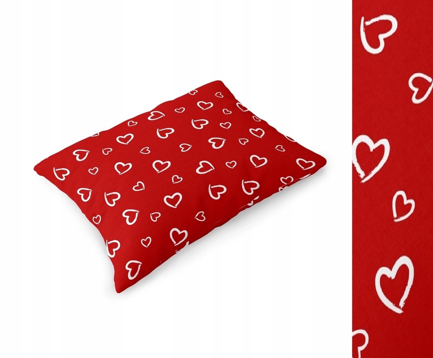 Kussensloop 70x80cm 100% Katoen - Wit Hartjes Rood Rand