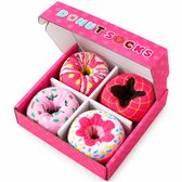 Vavida Sokken - Donuts - 4 Paar - Cadeau - Dames - Kerst - Sinterklaas - One Size - Maat 36-43 - Luxe Geschenkverpakking