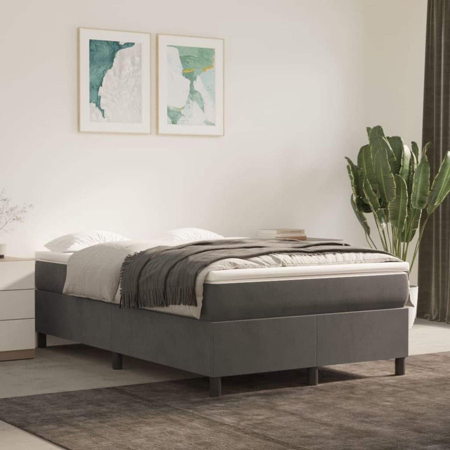 Boxspring Pocketvering Matras Middelhard 120x200 Donkergrijs