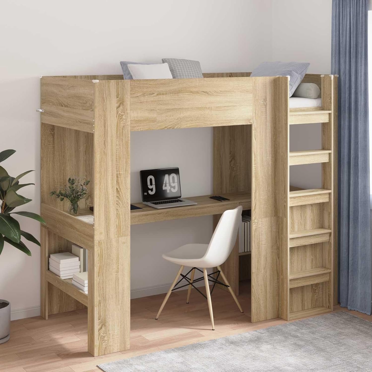 Hout ruimtebesparend studentenbed Sonoma Eiken 100x200 cm