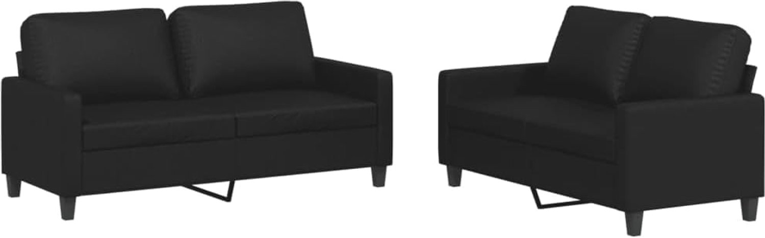 Slaapbank Kantoor Sofa 2-delig Sofa Set met Kussen Zwart Kunstleer voor Woonkamer, Slaapkamer Kantoor