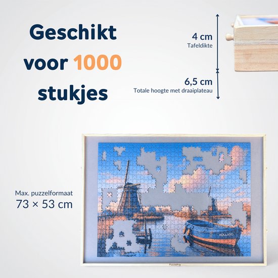 PuzzlePro Puzzeltafel met 4 Lades - 360° Draaibaar + Lock - Verstelbaar Puzzelbord - 1000 stukjes - 73x53cm - Puzzelmap - Puzzelkoffer - Puzzelmat - Puzzelplaat - Puzzelplank — cadeau in Spellen & Speelgoed - foto 8